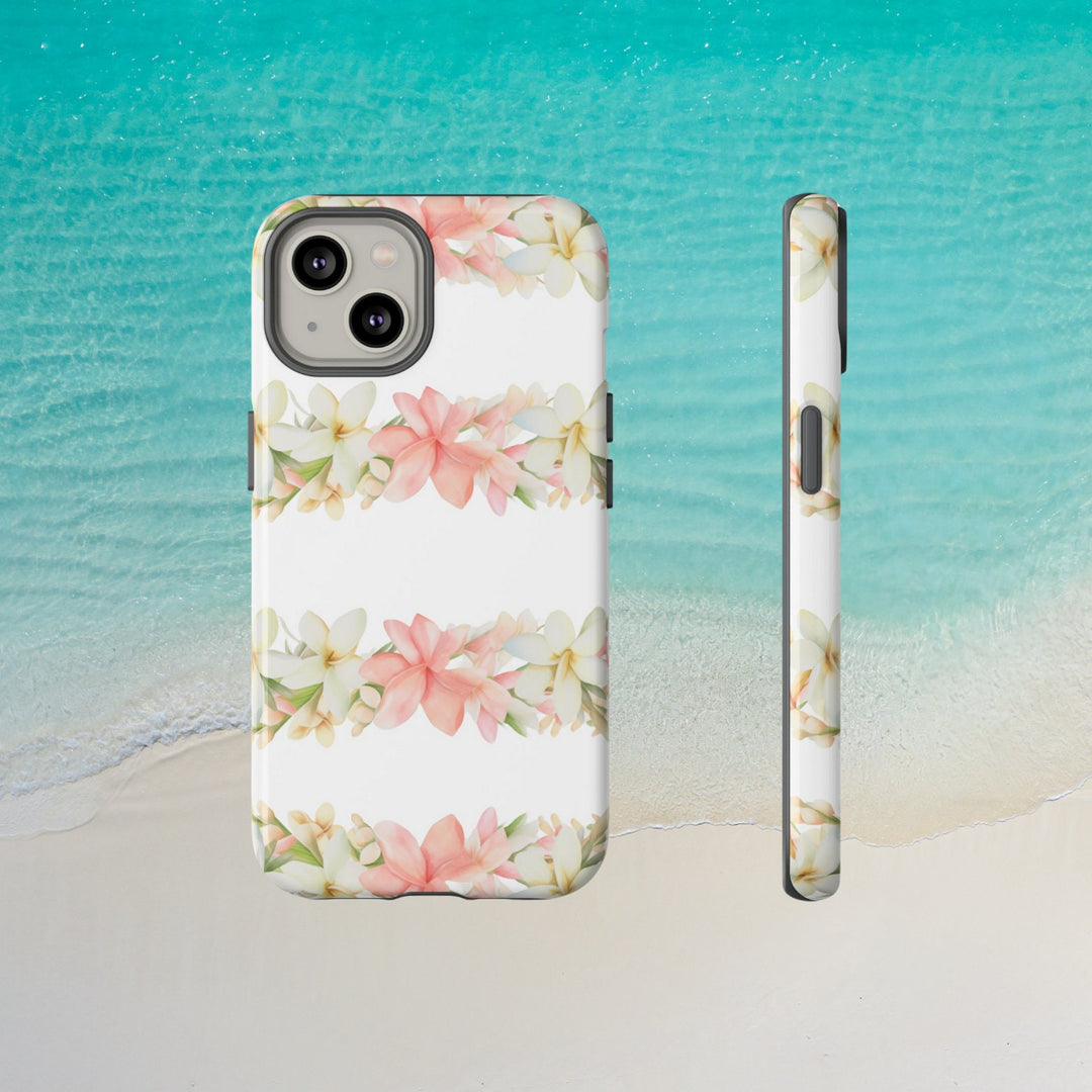 Tough Phone Case – Floral Phone Case with Pink Plumeria Design | Durable Dual-Layer Protection