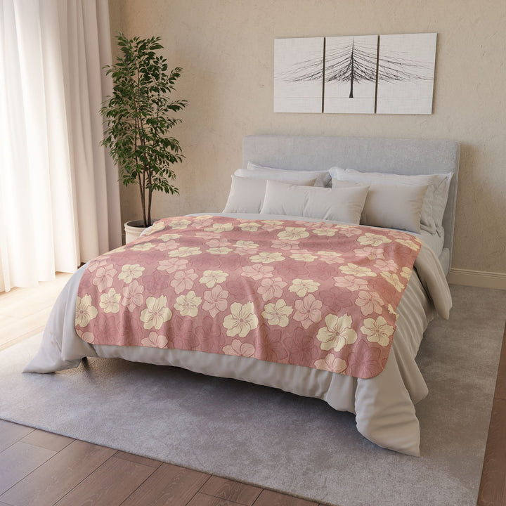 Mokule'ia Tropical Sherpa Blanket | Hawaiian Floral Plush Fleece Throw