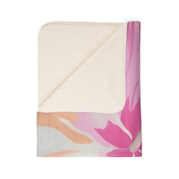 Kapiʻolani Ultra Soft Sherpa Fleece Throw | Pink Hibiscus Floral Print