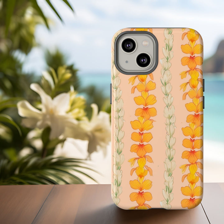 Hawaiian Flower Lei Case - Tough Dual-Layer Phone Case for iPhone 15 & Samsung Galaxy