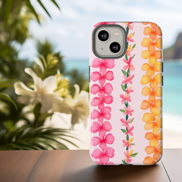 Tough Dual Layer Phone Case | Hawaiian Flower Lei Print for iPhone & Samsung