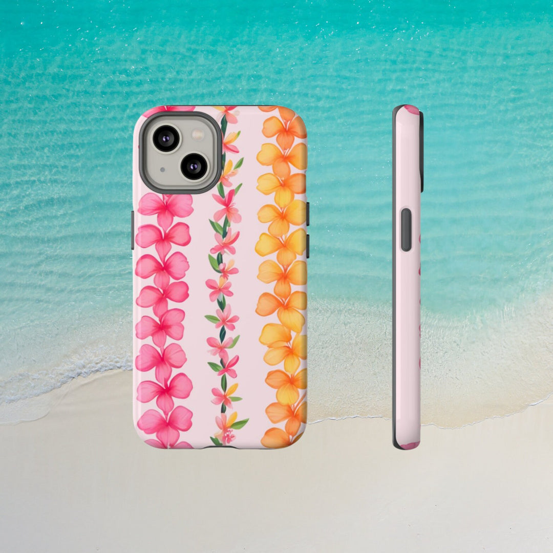 Tough Dual Layer Phone Case | Hawaiian Flower Lei Print for iPhone & Samsung