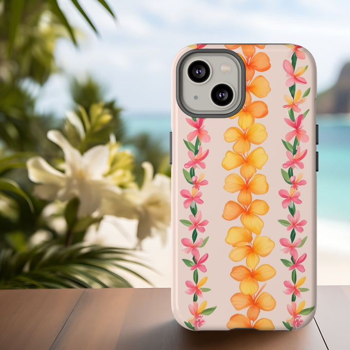 Tough Dual Layer Phone Case | Hawaiian Flower Lei Print for iPhone & Samsung