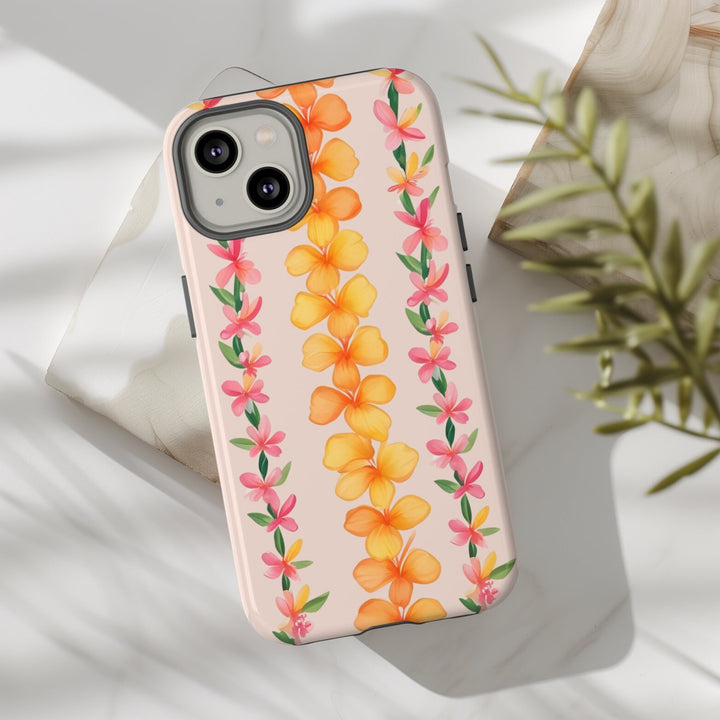 Tough Dual Layer Phone Case | Hawaiian Flower Lei Print for iPhone & Samsung