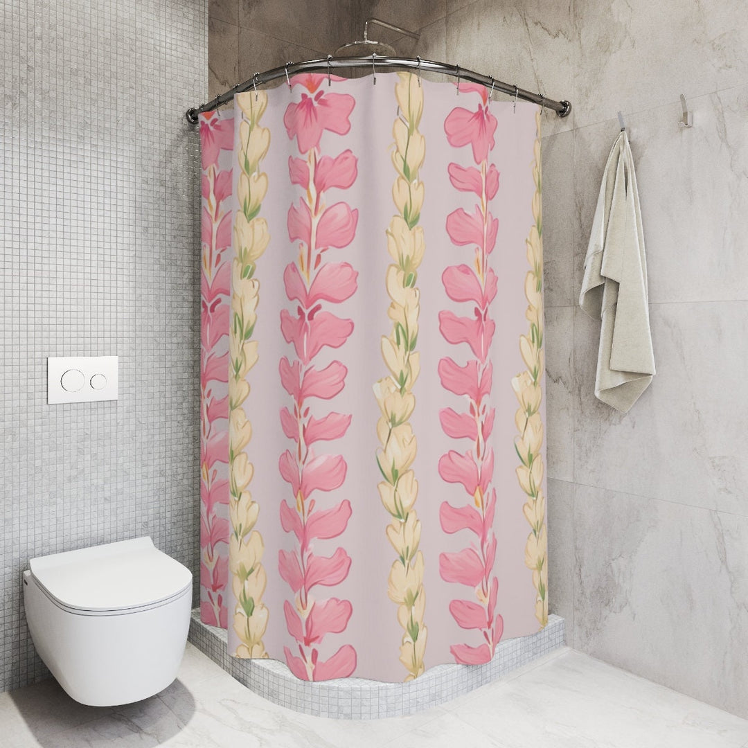 Pink Flower Lei Shower Curtain | Abstract Tropical Floral & Boho Waterproof Decor