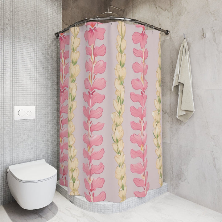 Pink Flower Lei Shower Curtain | Abstract Tropical Floral & Boho Waterproof Decor