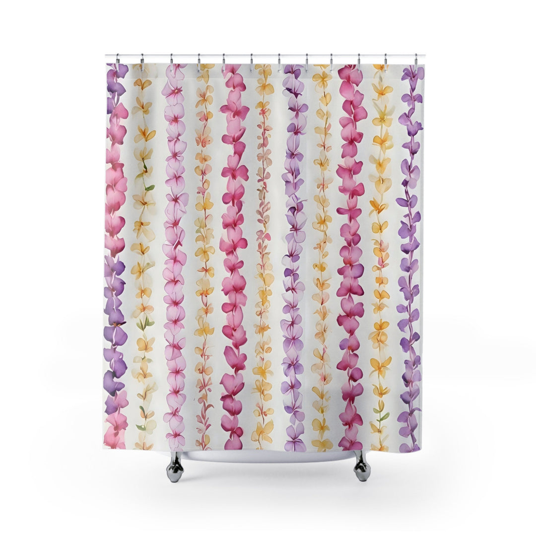 Hawaiian Flower Lei Curtain - Waterproof Shower Curtain With Tropical Floral Pattern