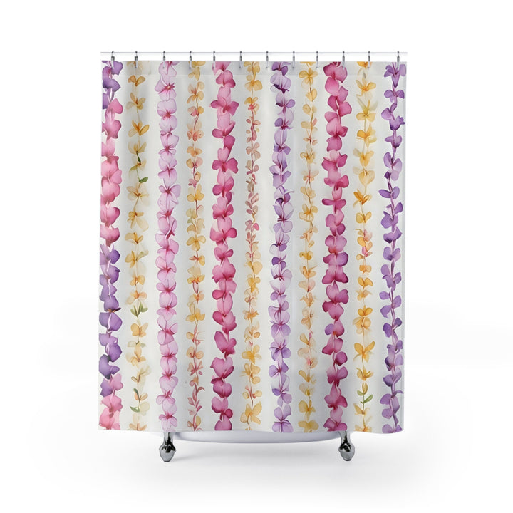 Hawaiian Flower Lei Curtain - Waterproof Shower Curtain With Tropical Floral Pattern