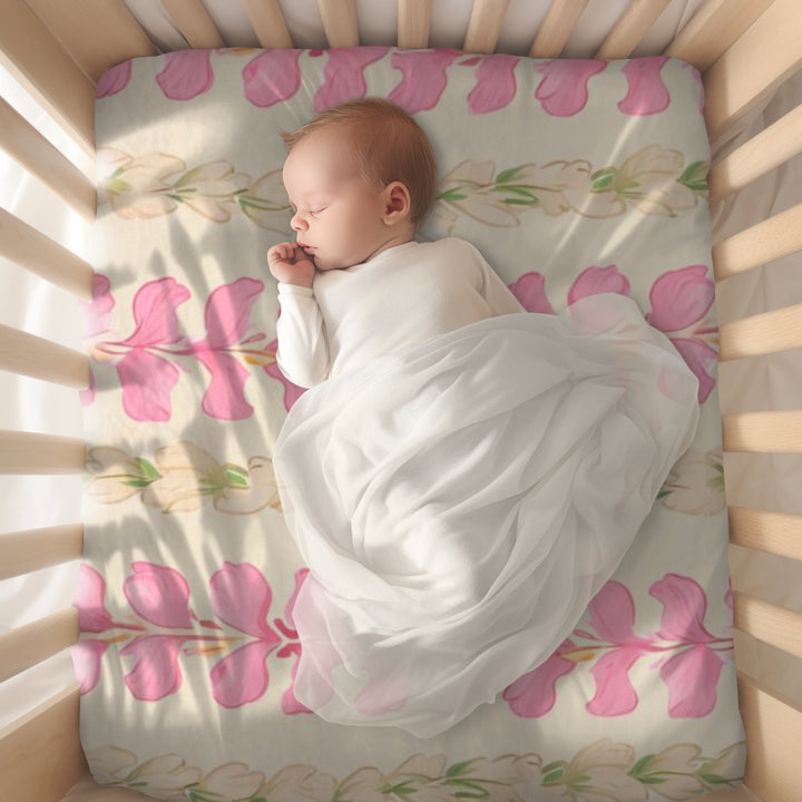 Hawaiian Flower Lei Sherpa Fleece Throw Blanket | Pink Abstract Print