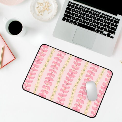 Plumeria Flower Lei Desk Mat  - Neoprene Anti-Slip Laptop Pad
