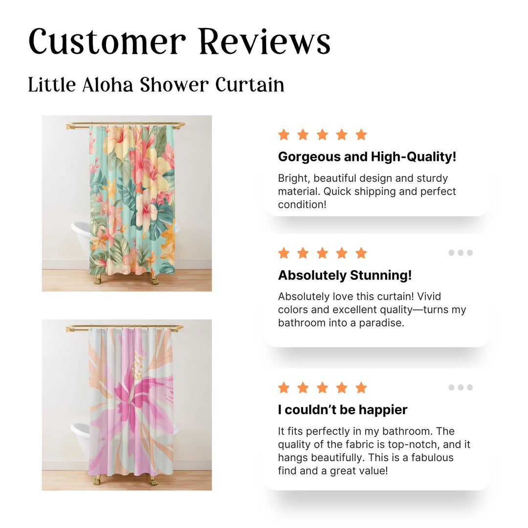 Vintage Hawaiian Shower Curtain – Tropical Floral Waterproof Polyester Curtain