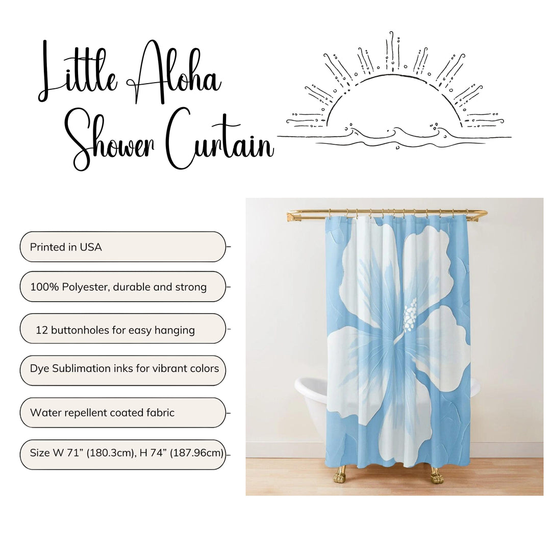 Tropical Hibiscus Shower Curtain - Waterproof Floral Bathroom Curtain, Easy Clean