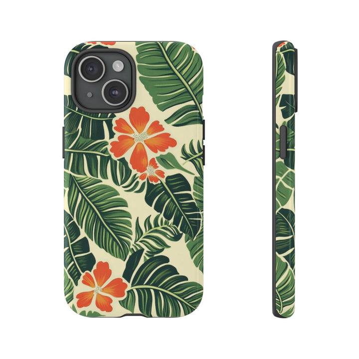 Tough Phone Case | Tropical Hibiscus & Leaf Print for iPhone & Samsung