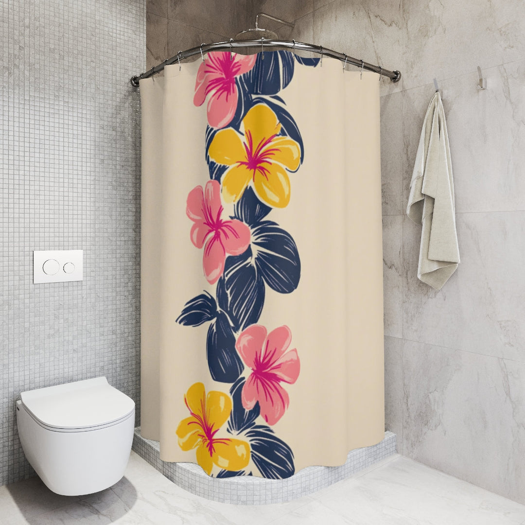 Vintage Hawaiian Shower Curtain | Tropical Floral Print & Boho Waterproof Decor