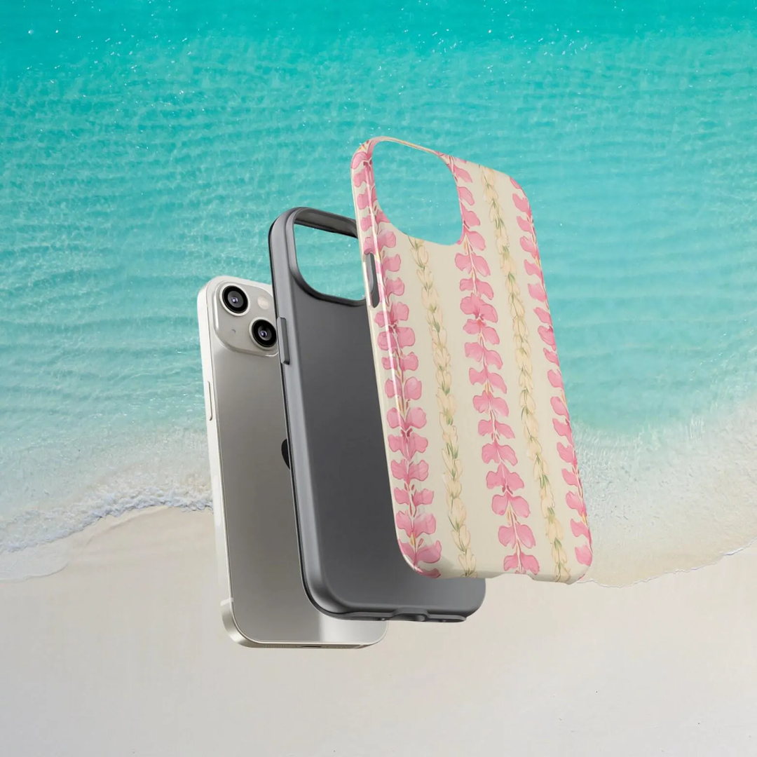 Plumeria Flower Lei Tough Phone Case | Dual Layer Drop Protection for iPhone & Samsung