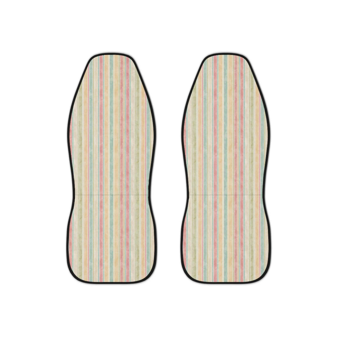 Close-up of pink and coral pastel stripe pattern on Little Aloha Co Positano seat covers