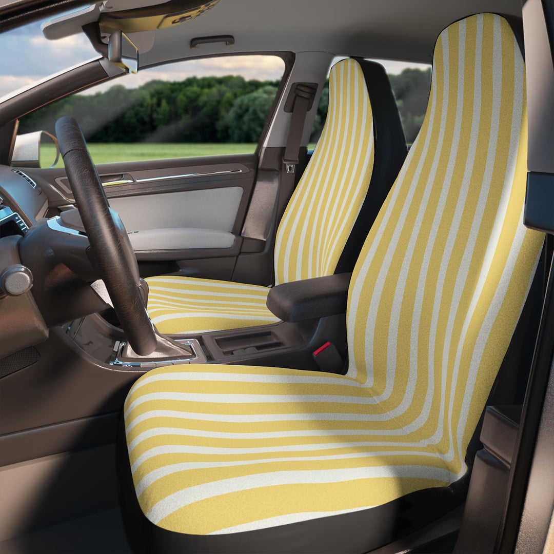 Cannes car seat covers in cabana stripe print, set of 2 displayed front-facing