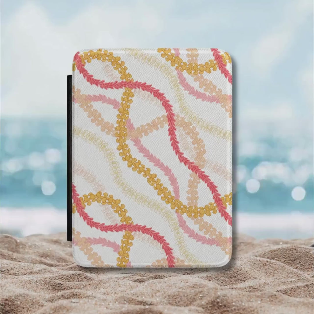 Tropical Floral Kindle Case with Hand Strap, PU Leather Cover (Paperwhite 7)